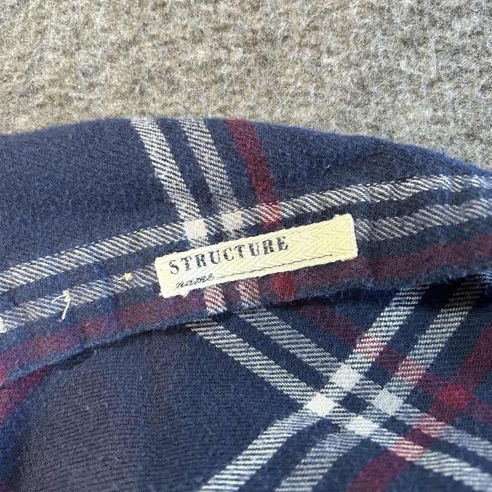 Vintage Structure Flannel Shirt Mens Large Plaid 100% Cotton 90s Grunge Shirt - Picture 6 of 11